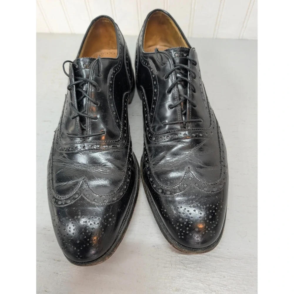 Johnston & Murphy Leather Wingtip Oxford Brogue Dress Shoes Men's 11.5‎ B Black